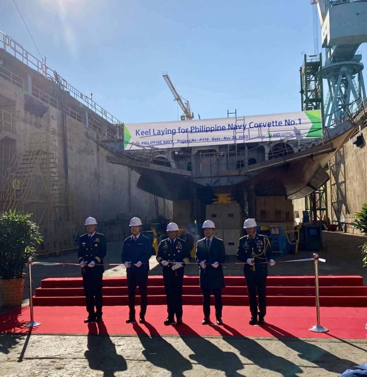 Navy Chief attends Steel Cutting and Keel Laying Ceremony of Corvettes in Korea. Photp from Philippine Navy FB page