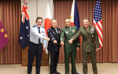 PH, US, Japan, Australia Discuss Defense Cooperation in Tokyo Major General Jay Bargeron, Director for Strategic Planning and Policy Directorate, J5, US Indo-Pacific Command; AVM Mike Kitcher, Deputy Chief Joint Operations Australian Defense Forces; and Brigadier General Rommel Cordova, Assistant Deputy Chief of Staff for Plans, AJ5, Armed Forces of the Philippines, pose for a photo with General Yoshida Yoshihide, Chief of Joint Staff, Japan Self-Defense Force.