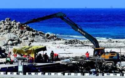 Workers are seen at a construction site on Thitu Island in the disputed South China Sea
on Friday, Dec. 1, 2023. AFP PHOTO