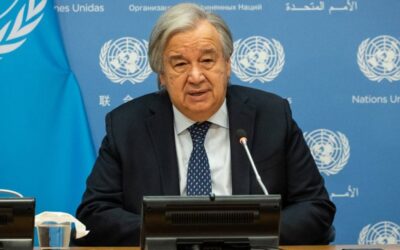 United Nations Secretary-General Antonio Guterres delivers remarks during a Security Council open debate on the maintenance of international peace and security at the UN headquarters in New York City on Nov. 20, 2023. AFP PHOTO
