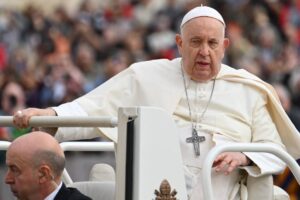 Pope Francis rides on his popemobile during his weekly general audience at Saint Peter's Square in the Vatican on Nov. 15, 2023. AFP FILE PHOTO
