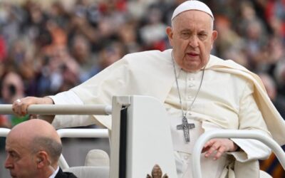 Pope Francis rides on his popemobile during his weekly general audience at Saint Peter's Square in the Vatican on Nov. 15, 2023. AFP FILE PHOTO