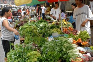 A woman buys vegetable at a market in Manila, 07 August 2007.  Philippine consumer prices rose at a higher than expected clip of 2.6 percent in July, the government announced 07 August 2007, as a dry spell pushed up food and utility costs with the July figure at 0.3 percentage points above the June number.   AFP PHOTO/Jay DIRECTO
pt2 / august 8 / 070807_economy03.jpg