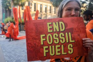 Activists protest against fossil fuels on the sidelines of the COP28 United Nations climate summit in Dubai on December 5, 2023. Karim SAHIB / AFP