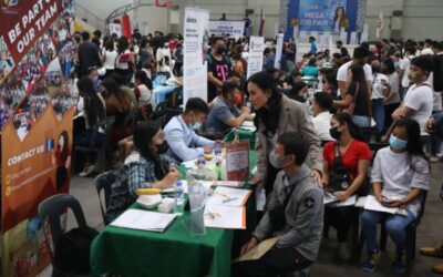 WORK WANTED Job seekers apply for employment at the opening on Thursday, Sept. 22, 2022, of the Mega Job Fair led by Malabon Mayor Jeannie Sandoval held at the Oreta Sports Complex. PHOTO BY RENE H. DILAN