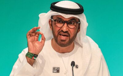 Urgent Call to Reach a ‘Historic’ Climate Agreement COP28 president Sultan Ahmed Al Jaber speaks during a press conference at the United Nations climate summit in Dubai on December 4, 2023. The Emirati president of the UN's COP28 talks said on December 4 he respects climate science, after a leaked video showed him declaring that no science says a fossil fuel phaseout will help achieve climate goals.
KARIM SAHIB / AFP