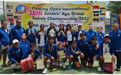 The Unified Tennis Philippines (UTP) players and coaches show off their medals at the 38th Penang Open International Juniors Tennis Championships in Malaysia. CONTRIBUTED PHOTO