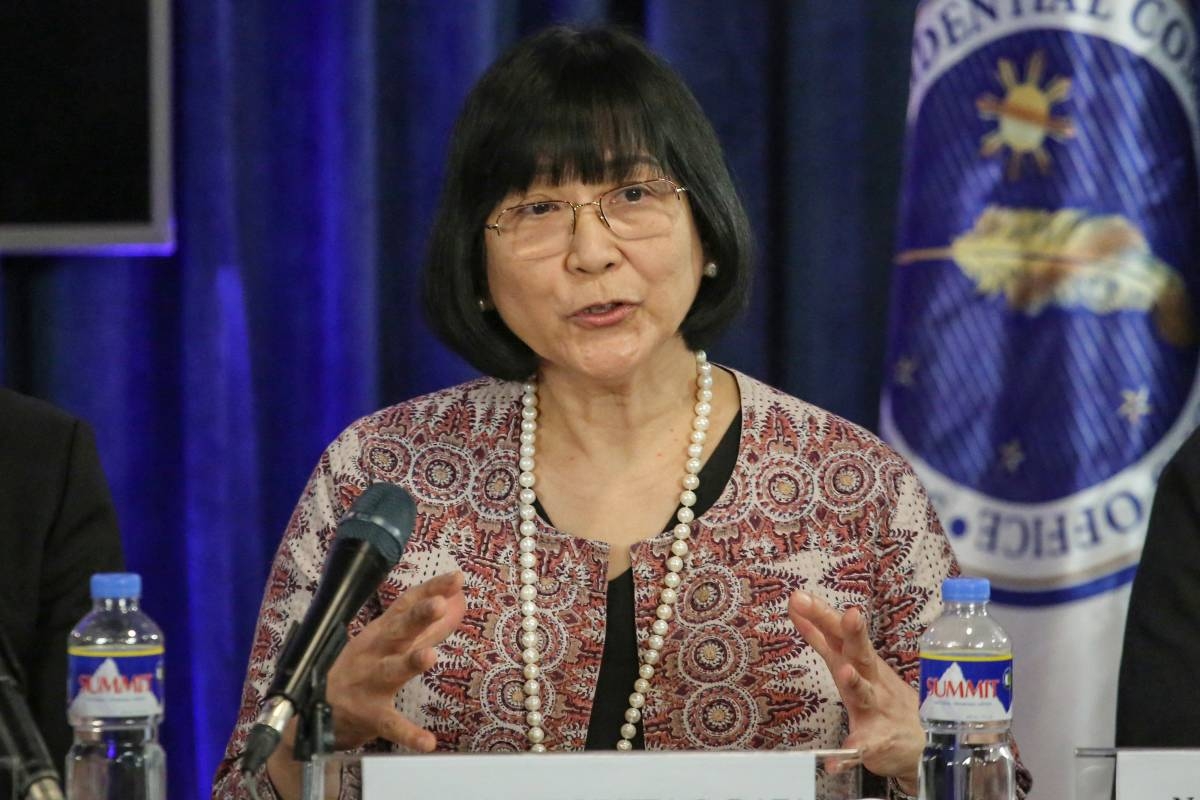 Department of Foreign Affairs spokesperson Maria Teresita Daza talks to the media during a press conference about recent confrontations between Chinese and Philippine vessels in SBajo de Masinloc and Ayungin Shoal in the West Philippine Sea, in Manila on December 11, 2023. AFP PHOTO