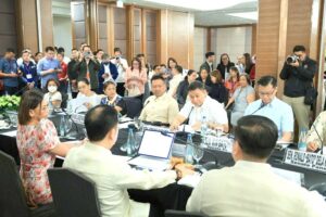 Lawmakers discuss the bicameral conference committee report on the 2024 General Appropriations Bill on Monday, Dec. 11, 2023. The panel was led by Senate Committee on Finance chairman Sen. Sonny Angara and House Committee on Appropriations chairman Rep. Elizaldy Co. CONTRIBUTED PHOTO
