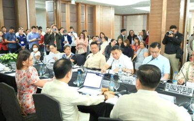 Lawmakers discuss the bicameral conference committee report on the 2024 General Appropriations Bill on Monday, Dec. 11, 2023. The panel was led by Senate Committee on Finance chairman Sen. Sonny Angara and House Committee on Appropriations chairman Rep. Elizaldy Co. CONTRIBUTED PHOTO