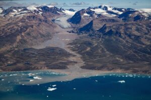 This aerial photograph taken on August 11, 2023 shows a glacier around "Constable Point" severely melted due to warm temperatures along the Scoresby Sound Fjord, in Eastern Greenland. The Arctic saw its warmest ever summer in 2023, the result of accelerating human-caused climate change that is pushing ecosystems and the people that depend on them into uncharted territory, according to an official report on December 12, 2023. Average summer surface air temperature from the months of July-September was 43 degrees Fahrenheit (6.4 Celsius), the highest since records began in 1900.

Olivier MORIN / AFP