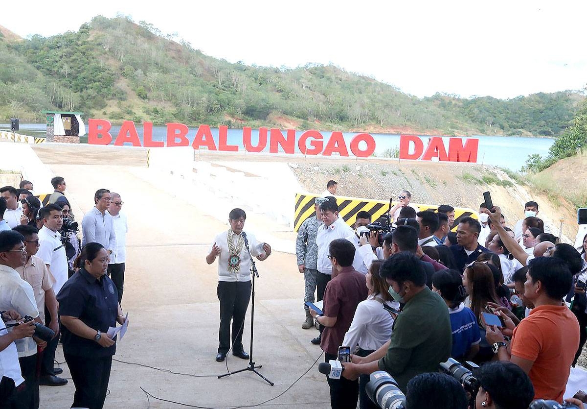 IRRIGATION PROJECT President Ferdinand Marcos Jr. leads the inauguration of the Balbalungao Small Reservoir Irrigation project in Barangay San Isidro, Lupao, Nueva Ecija, on Wednesday, Dec. 13, 2023.PHOTO BY RENE H. DILAN