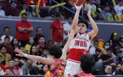 San Beda and Mapua Battle for NCAA Championship in Game 3 San Beda's Jacob Cortez tries to score against Mapua's Jeco Bancale during the NCAA Season 99 men's basketball finals game 2 at the Mall of Asia Arena in Pasay, December 10, 2023. Photo by Rio Deluvio