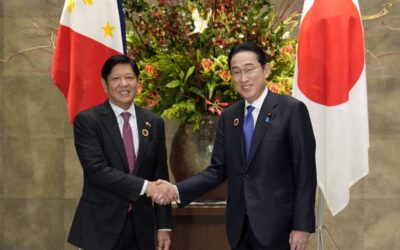 Philippines and Japan Strengthen Cooperation on Coast Guard and Environment Japan's Prime Minister Fumio Kishida (right) shakes hands with President Ferdinand Marcos Jr. during their bilateral meeting, on the sidelines of the Asean-Japan Summit, at the prime minister's official residence in Tokyo on December 17, 2023. PHOTO BY FRANCK ROBICHON / POOL / AFP