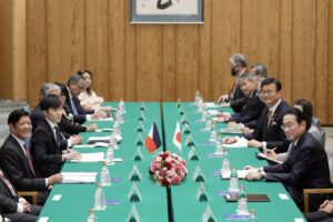 President Ferdinand Marcos Jr. (left) attends a bilateral meeting with Japan's Prime Minister Fumio Kishida (right), on the sidelines of the Asean-Japan Summit, at the prime minister's official residence in Tokyo on December 17, 2023. AFP PHOTO