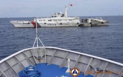 Philippine Navy Takes Action to Protect BRP Sierra Madre from Chinese Boats BRP ‘Cabra’ at approximately 3.5NM east off Ayungin Shoal blocked by CCGV 21551 at approximately 20 yards dead ahead. PHOTO FROM THE PHILIPPINE COAST GUARD
