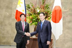 Japan's Prime Minister Fumio Kishida (R) shakes hands with Philippines' President Ferdinand Marcos Jr. during their bilateral meeting, on the sidelines of the ASEAN-Japan Summit, at the prime minister's official residence in Tokyo. Photo from PCO