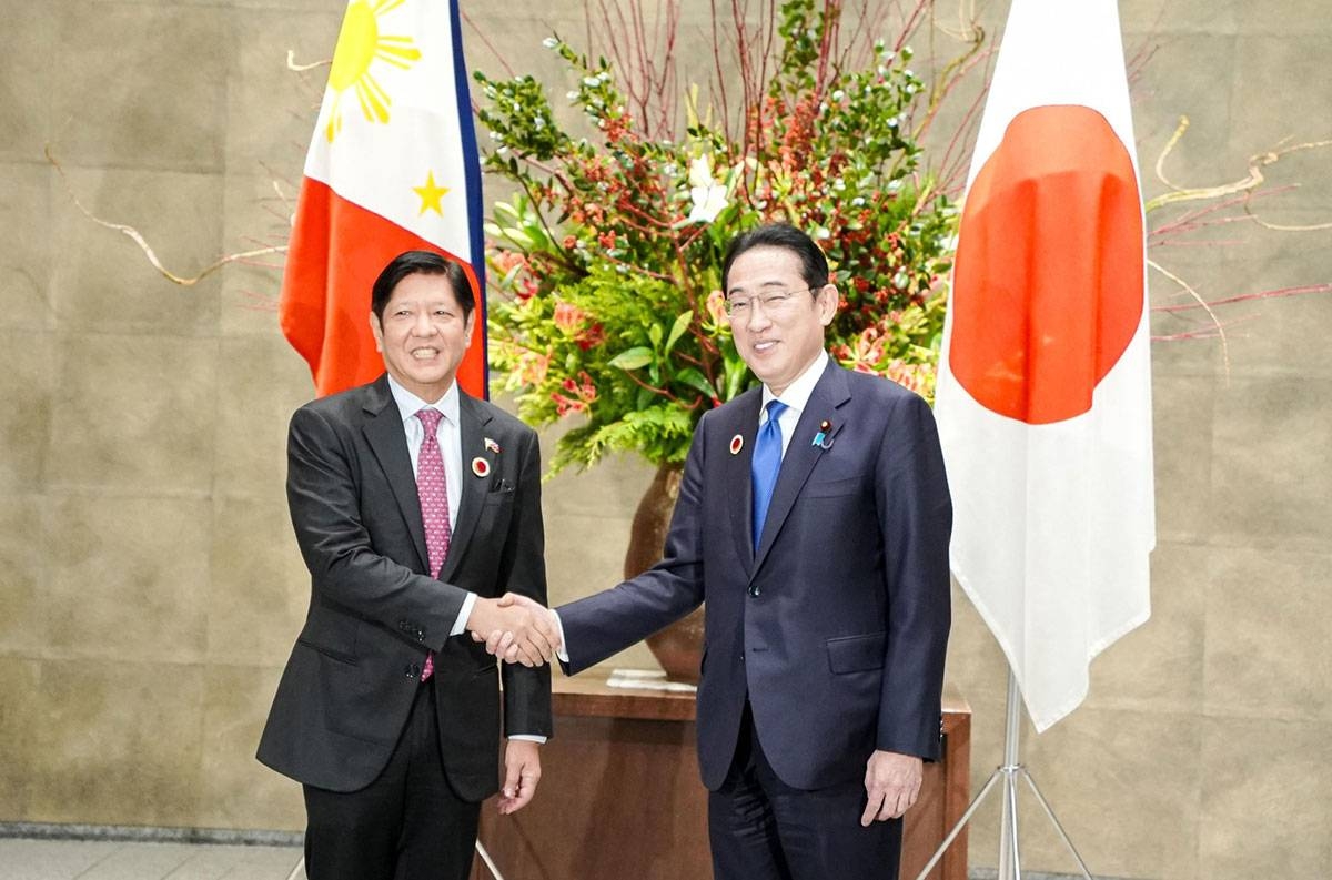 Japan's Prime Minister Fumio Kishida (R) shakes hands with Philippines' President Ferdinand Marcos Jr. during their bilateral meeting, on the sidelines of the ASEAN-Japan Summit, at the prime minister's official residence in Tokyo. Photo from PCO