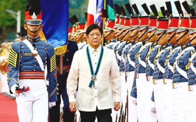 President Marcos Stands Firm on Philippine Territory in the Face of China’s Provocations TROOPING THE LINE President Ferdinand Marcos Jr. (right), as commander-in-chief, walks past the honor guards during the AFP’s 88th Anniversary celebration at Camp Aguinaldo in Quezon City on Thursday, Dec. 21, 2023. PHOTO BY MIKE ALQUINTO