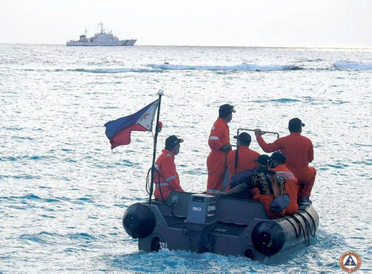 In this file photo show Personnel of the Philippine Coast Guard and the Bureau of Fisheries and Aquatic Resources conduct maritime exercises in the West Philippine Sea on April 24, 2021. PHOTO COURTESY OF PHILIPPINE COAST GUARD