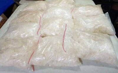 This undated photo shows confiscated bags of methamphetamine, some of which would have been turned into pills, possibly like the 33 million pills seized in Laos on Friday, Sept. 23, 2022. TMT FILE PHOTO