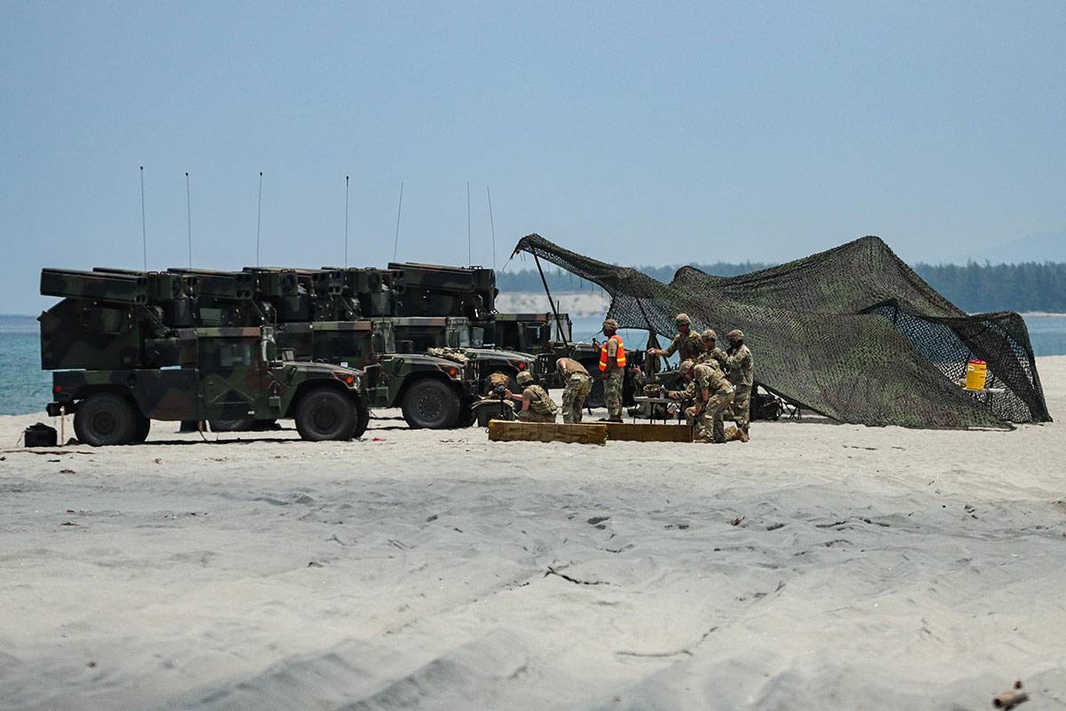 U.S. military personnel test their anti-aircraft (Avenger Missile System, Stinger) and anti-missile (Patriot surface-to-air missile system) assets at Naval Station Leovigildo Gantioqui in San Antonio, Zambales, Tuesday. PHOTO BY J. GERARD SEGUIA