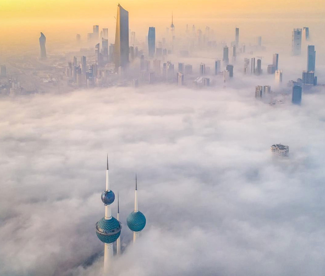 cloudy building