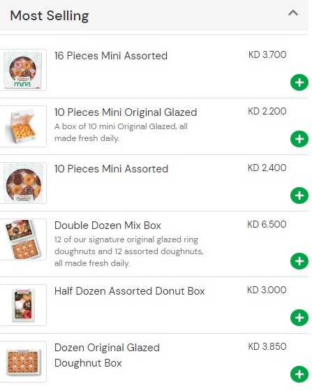 KRISPY KREME MOST SELLING