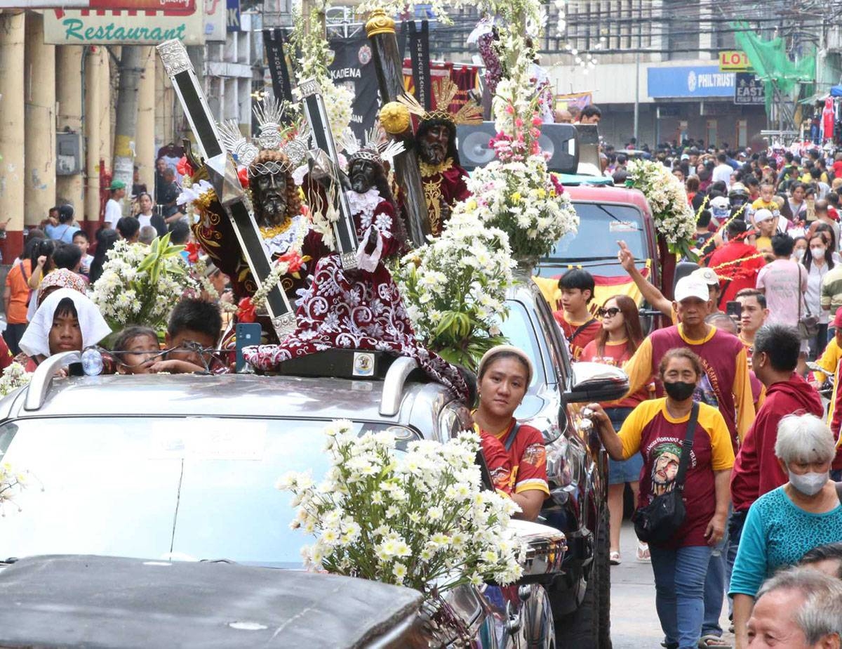 A procession and blessing of the replicas of the Black Nazarene at the Quiapo Church in Manila on Wednesday, Jan. 3, 2024 are preludes to the feast on January 9. PHOTO BY RENE H. DILAN