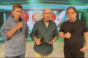 'TRULY OURS'
A screenshot from Tito, Vic and Joey's official Facebook page on Friday, Jan. 5, 2024, when Tito Sotto read a court ruling favoring their complaint of copyright infringement on the use of 'Eat Bulaga' by the noontime show's former producer, Television and Production Exponents (TAPE) Inc., and GMA Network, Inc. which had been airing the program since 1979 before moving to TV5. SCREENGRAB FROM TVJ OFFICIAL
