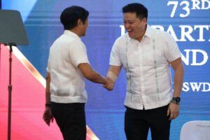 President Ferdinand Marcos Jr. with DSWD Secretary Rex Gatchalian and USec Eduardo Punay during the 73rd Anniversary of the Department of Social Welfare and Development (DSWD) in Batasan Complex Quezon City. PHOTO BY: RENE H. DILAN