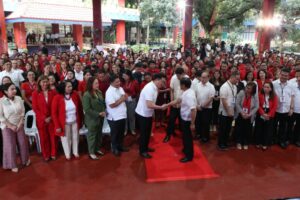 President Ferdinand Marcos Jr., with Department of Social Welfare and Development Secretary Rex Gatchalian and Undersecretary Eduardo Punay, during the launch of the disaster response mechanisms of the DSWD on its 73rd Anniversary at the Batasan Complex in Quezon City on Friday, Jan. 12, 2024. PHOTOS BY RENE H. DILAN