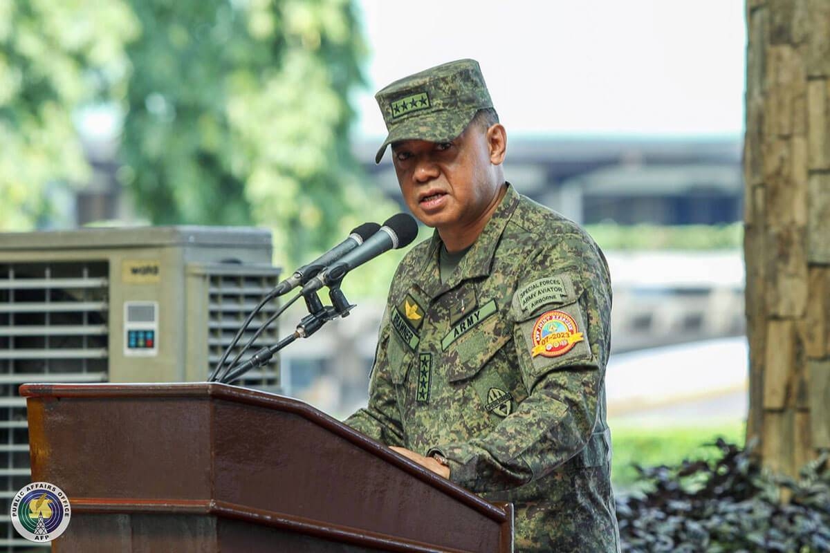 General Romeo Brawner Jr, Chief of Staff of the Armed Forces of the Philippines, delivers his remarks during the opening ceremony of AJEX DAGITPA on November 6 at the AFP General Headquarters in Camp Aguinaldo, Quezon City. (Photo by TSg Obinque/PAOAFP)