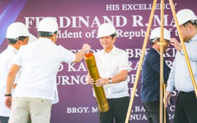 President Ferdinand R. Marcos Jr. leads the ground breaking ceremony of the Ciudad Kaunlaran Project Phase II and the turnover of the 360 housing units under the Phase I project on Friday, Jan. 12, 2024. The president also toured the housing projects and interacted with its residents. The projects are identified with the National Housing Authority's (NHA) relocation sites for informal settler families (ISFs) displaced by the government infrastructure projects, those living in danger areas, and families affected by the Supreme Court mandamus ruling, which ordered the clean-up and rehabilitation of Manila Bay. PHOTO BY YUMMIE DINGDING/PPA POOL