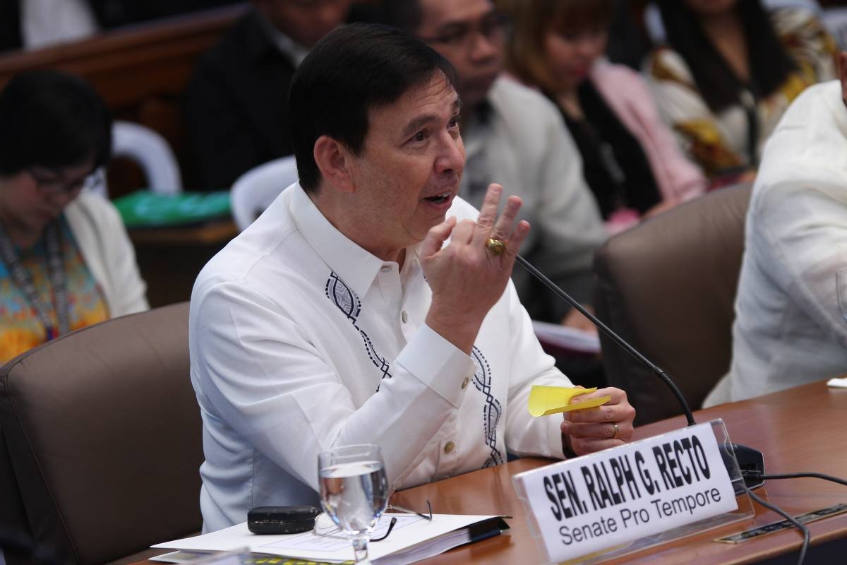 Photo by: J. Gerard Seguia
Sen. Ralph Recto gestures during the Senate hearing on the extension of the permit to own and carry firearms and ammunitions at the Senate of the Philippines  in Pasay City.