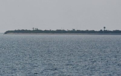 This photo shows a general view of the Philippine-occupied Nanshan island in the disputed South China Sea on April 21, 2023. The Philippines will upgrade outposts in waters off its coast and acquire more ships, its military chief said on January 15, as the country seeks to push back against China's growing assertiveness in the disputed South China Sea. Ted ALJIBE / AFP