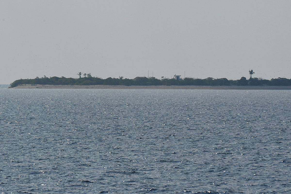 This photo shows a general view of the Philippine-occupied Nanshan island in the disputed South China Sea on April 21, 2023. The Philippines will upgrade outposts in waters off its coast and acquire more ships, its military chief said on January 15, as the country seeks to push back against China's growing assertiveness in the disputed South China Sea. Ted ALJIBE / AFP