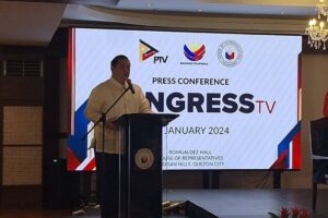 House Leaders led by Speaker Martin Romualdez and PTV General Manager Analisa Puod launch Congress TV at the House of Representatives on Monday. Romualdez said that the channel will be a "bridge" that would connect the halls of House of Representatives to "to every home, every school, and every Filipino." PHOTO BY RED MENDOZA