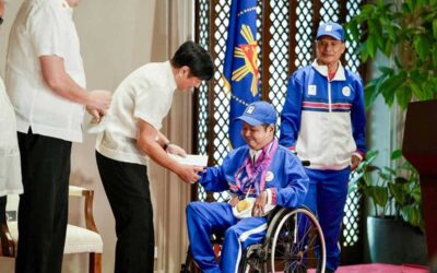 President Ferdinand R Marcos Jr. leads the awarding of incentives to the medalists of the 4th Asian Para Games at Heroes' Hall, Malacañan Palace in Manila on Wednesday, January 24, 2024. Photo from PCO