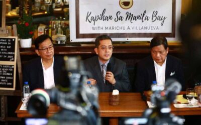 ON CHARTER CHANGE Lawyer Evaristo Gana, Commission on Elections Chairman George Erwin Garcia, and National Lead Convenor of People’s Initiative for Reform Modernization and Action Noel Oñate discuss Peoples Initiative at the Kapihan sa Manila Bay on Wednesday, Jan. 24, 2024. PHOTO BY MIKE ALQUINTO