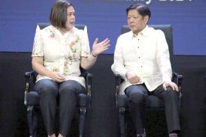 LISTENING EAR President Ferdinand Marcos Jr. listens to Vice President and Education Secretary Sara Duterte, who delivered her Basic Education Report 2024 on Thursday, Jan. 25, 2024, in Pasay City. PHOTO BY RENE H. DILAN