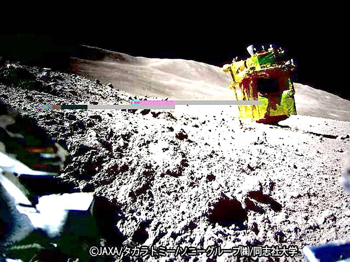 SUCCESS IN SPACE This handout photo, released on Thursday, Jan. 25, 2024, from the Japan Aerospace Exploration Agency (JAXA) and credited to JAXA, Takara Tomy, Sony Group Corp. and Doshisha University, shows the ‘Moon Sniper’ craft that landed around 55 meters (180 feet) from its target on January 20, the country’s space agency said. The photo was taken and transmitted by LEV-2 ‘SORA-Q,’ the transformable lunar surface robot that accompanied the mission. JAPAN AEROSPACE EXPLORATION AGENCY (JAXA) / TAKARA TOMY / SONY GROUP / DOSHISHA UNIVERSITY / AFP