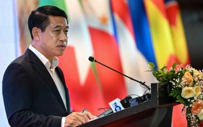Laos' Foreign Minister Saleumxay Kommasith speaks during a press conference after the ASEAN Foreign Ministers' (AMM) retreat meeting in Luang Prabang on January 29, 2024. TANG CHHIN SOTHY / AFP