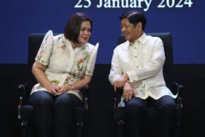 President Ferdinand Marcos Jr. attends the Basic Education Report, which Vice President and Education Secretary Sara Duterte delivered in Pasay City on Thursday, Jan. 25, 2024. PHOTOS BY RENE H. DILAN