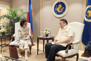 UN RAPPORTEUR IN MALACAÑANG Executive Secretary Lucas Bersamin and United Nations Special Rapporteur Irene Khan meet in Malacañang on Thursday, Feb. 1, 2024. Khan, who arrived last January 22, met with officials from different government agencies, including the Presidential Task Force on Media Security (PTFoMS), to assess the Philippines’ current state in ensuring rights to freedom of opinion and expression. She is expected to report her findings in a press conference on Friday, February 2, before leaving the country. PHOTO FROM PTFOMS