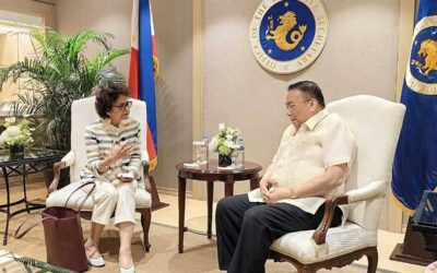 UN RAPPORTEUR IN MALACAÑANG Executive Secretary Lucas Bersamin and United Nations Special Rapporteur Irene Khan meet in Malacañang on Thursday, Feb. 1, 2024. Khan, who arrived last January 22, met with officials from different government agencies, including the Presidential Task Force on Media Security (PTFoMS), to assess the Philippines’ current state in ensuring rights to freedom of opinion and expression. She is expected to report her findings in a press conference on Friday, February 2, before leaving the country. PHOTO FROM PTFOMS