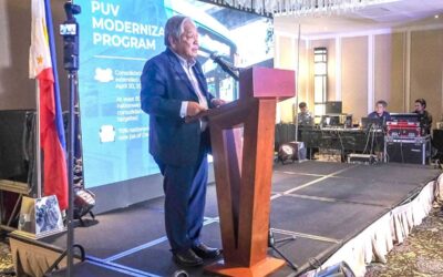 TRANSPORT DIGITALIZATION Transportation Secretary Jaime Bautista leads the 1st General Membership Meeting and 2024 Installation of Officers and Trustees of the Philippine Chamber of Commerce and Industry in Makati on Thursday night, Feb. 1, 2024. In his speech, Bautista said the Philippine railway system would undergo massive digitalization. PHOTO BY J. GERARD SEGUIA