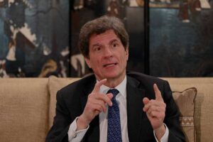 US Undersecretary for Economic Growth, Energy, and the Environment, Jose Fernandez speaks during a media roundtable in Manila on January 30, 2024. JAM STA ROSA / AFP