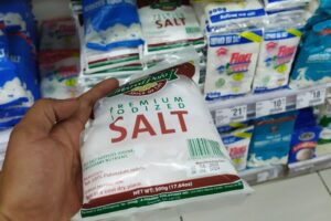 Packs of salt are displayed inside a supermarket in Valenzuela City on Monday, August 22, 2022. PHOTO BY JOHN ORVEN VERDOTE