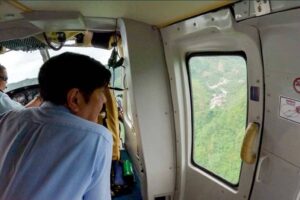 President Ferdinand Marcos Jr. inspects areas affected by the landslide. Contributed photo
